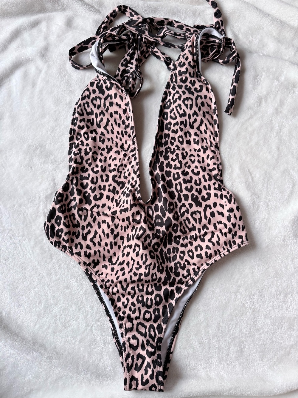 Leopard-Print Halter One-Piece Swimsuit
